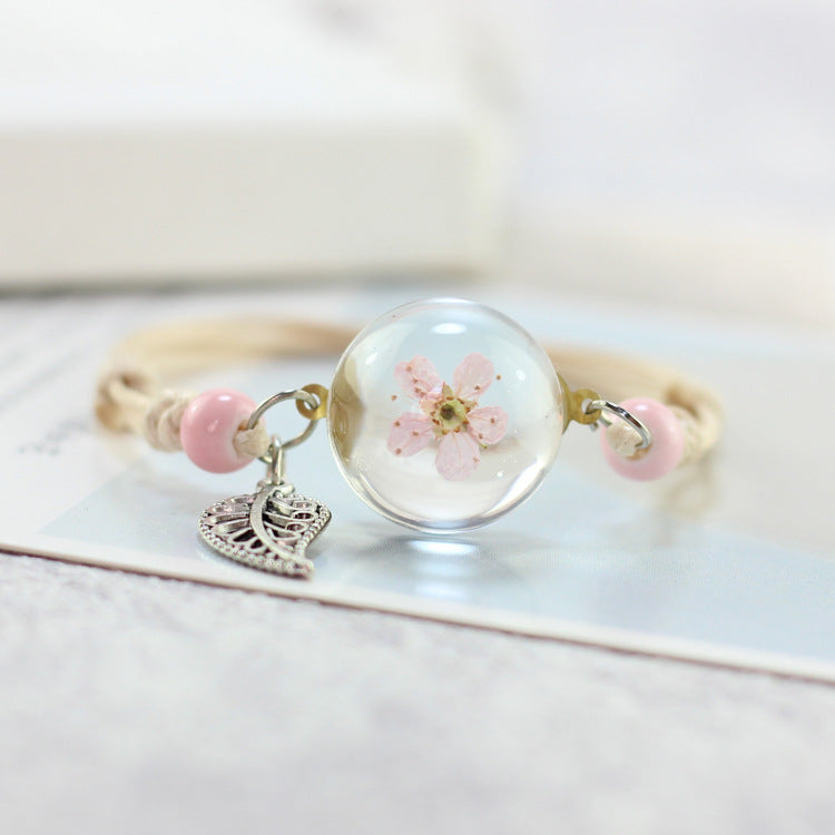 Wholesale Dried Flower Herbarium Glass Ball Bracelet